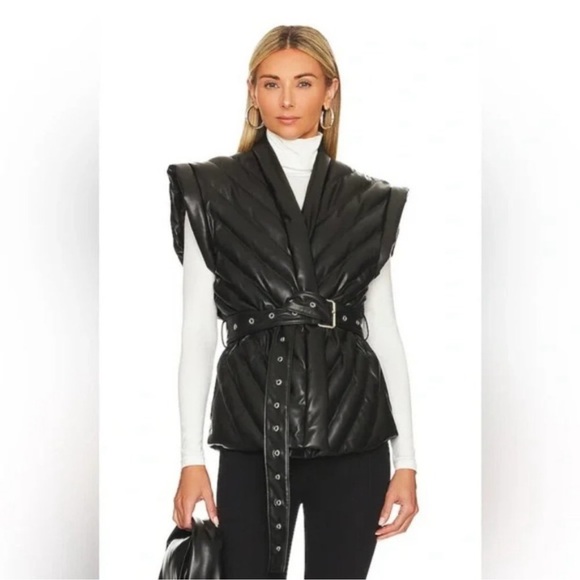 Blank NYC Jackets & Blazers - Blank NYC Anthropologie Faux Leather Puffer Vest